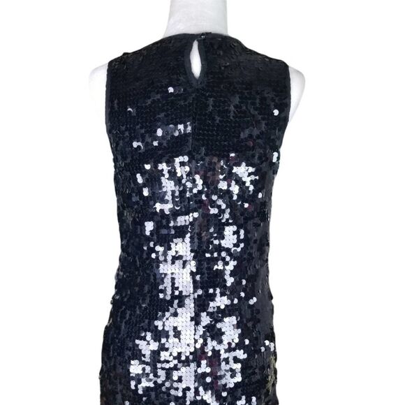 Black Sequined Bodycon Special Occasion Formal Evening Cocktail Mini Dress - Picture 6 of 9